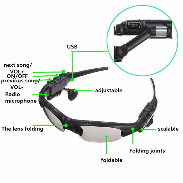 Bluetooth Glasses Stereo Wireless Headphones with Microphone Polarized Sunglasses Noise Cancelling  K484-PEL_0OBNZVAU