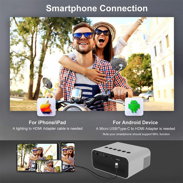 Yt500 Home Mini Projector Media Player Miniature Children Led Mobile Phone Projector Built-in Speak K484-PEL_0NOW4V1E