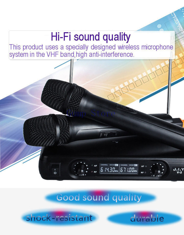 Professional Karaoke Wireless Microphone Mixer Audio Radio Kits Handheld LCD Microphone black_U.S p K484-PEL_040RSI9B