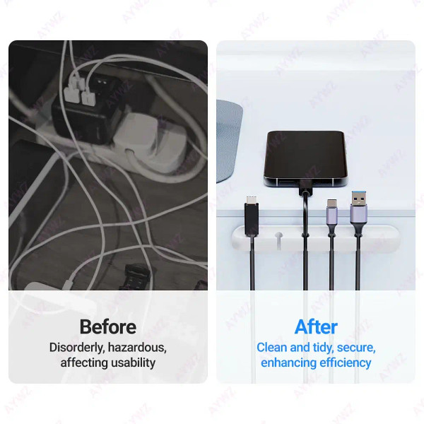 Color: GRAY - Adhesive Cable Holder Clips Cord Management Wire Organizer for Desktop USB Charging C F640-12000039266823879