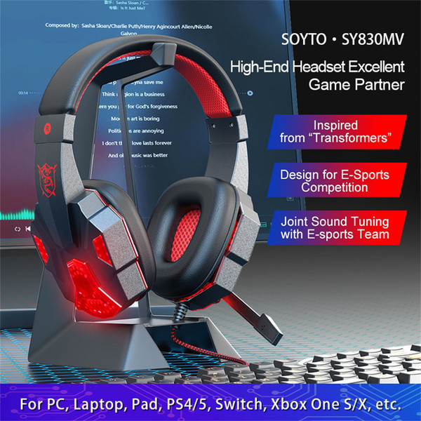 SY830MV Wired Headsets Over-Ear Stereo Earphones Cool Lighting Gaming Headset for Smart Phones Comp K484-PEL_0S7MBI8J