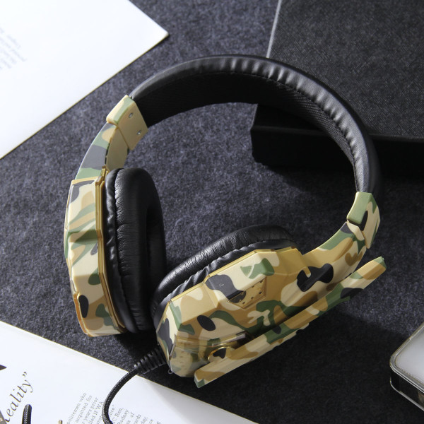 Earphone Gaming Headset Camouflage Headphones with Microphone for PC Laptop Camouflage Blue PS4 Edi K484-PEL_0CUYDN8D