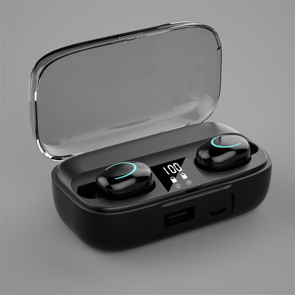 Tws Wireless Headset Bluetooth 5.2 Luminous Digital Display In-ear Stereo Noise Cancelling Earphone K484-PEL_0OBOKX5J