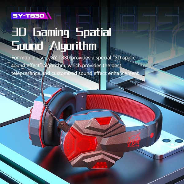 Sy-t830 Wireless Bluetooth Headset Low-latency Luminous E-sports Gaming Earphone Dark Blue K484-PEL_0O5MGWCH