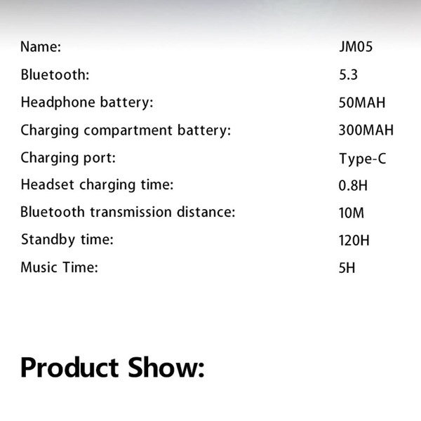 JM05 Open Ear Headphones Air Conduction Headphones Wireless Earphones with Ear Hook Charging Case E K484-PEL_0S5MYBP0