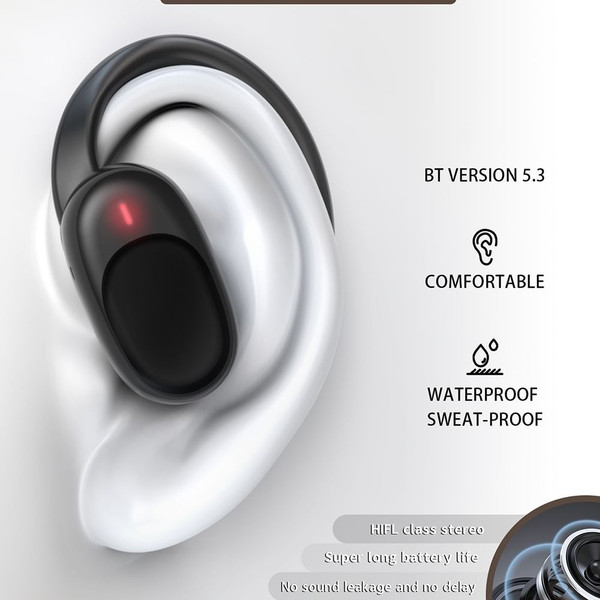 JM05 Open Ear Headphones Air Conduction Headphones Wireless Earphones with Ear Hook Charging Case E K484-PEL_0S5MYBP0