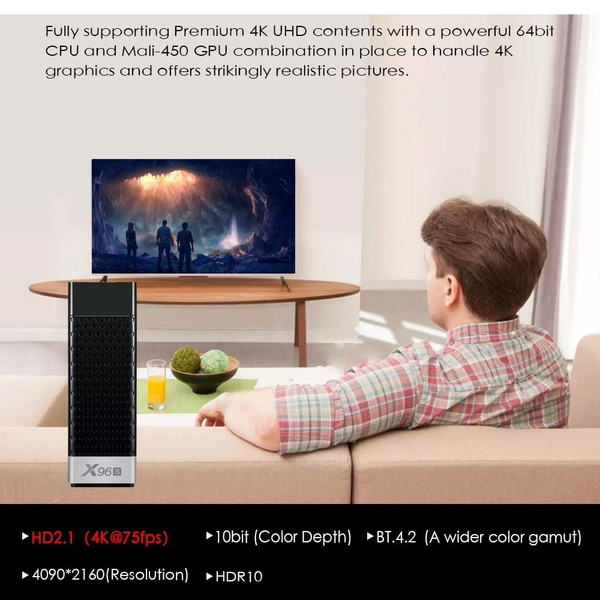 X96S Amlogic S905Y2 Quad Core Android 8.1 TV box 2.4G/5.8G Wifi 4K HD TV Media Player  2G+16G AU pl K484-PEL_04GZK4U3