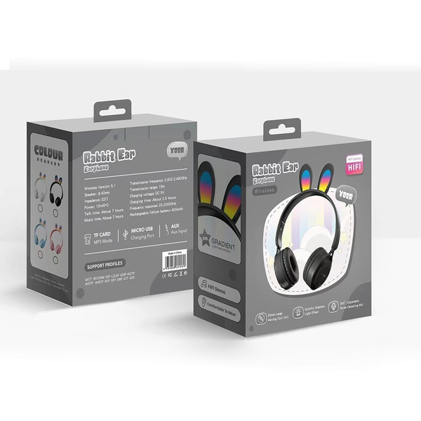 Y08r Wireless Bluetooth Headphones Cute Rabbit Ears Design Touch Control Music Headset Girls Gifts  K484-FQZCO_7AJII9G2