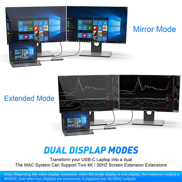 13-in-1 Alloy Double Type-c Port Docking  Station Multi-function High-speed Data Transmission Type- K484-PEL_0L1RVTDG
