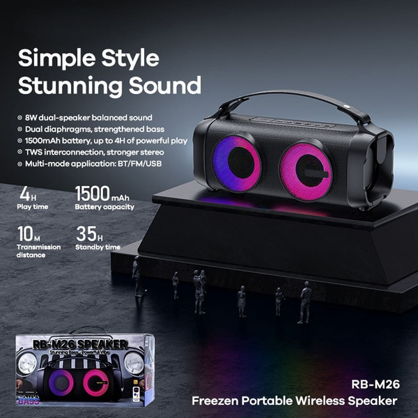 Remax Bluetooth Speaker Large Volume Double Speaker Subwoofer Outdoor Portable Audio for Camping Bl K484-FQZHE_OKBL29NZ