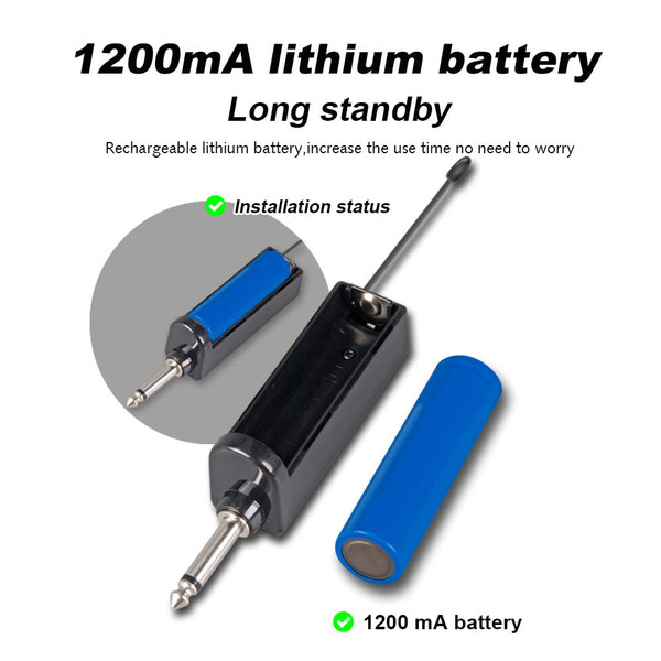US Wireless Microphone Kit with Rechargeable Lithium Battery Receiver for Karaoke Party W68 1 to 2 K484-PEL_0OTHBVUB_US