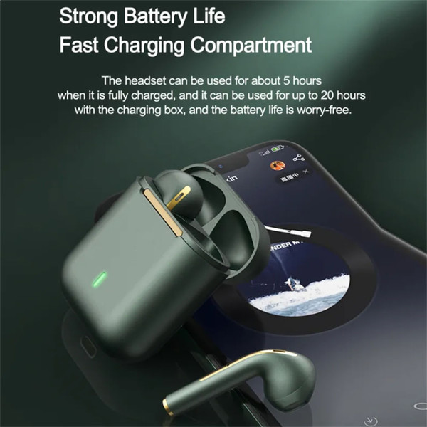 J18 Wireless Earbuds 20H Playtime Stereo Sound Earphones With Charging Case For Smart Phone Compute K484-PEL_0QCRU19B