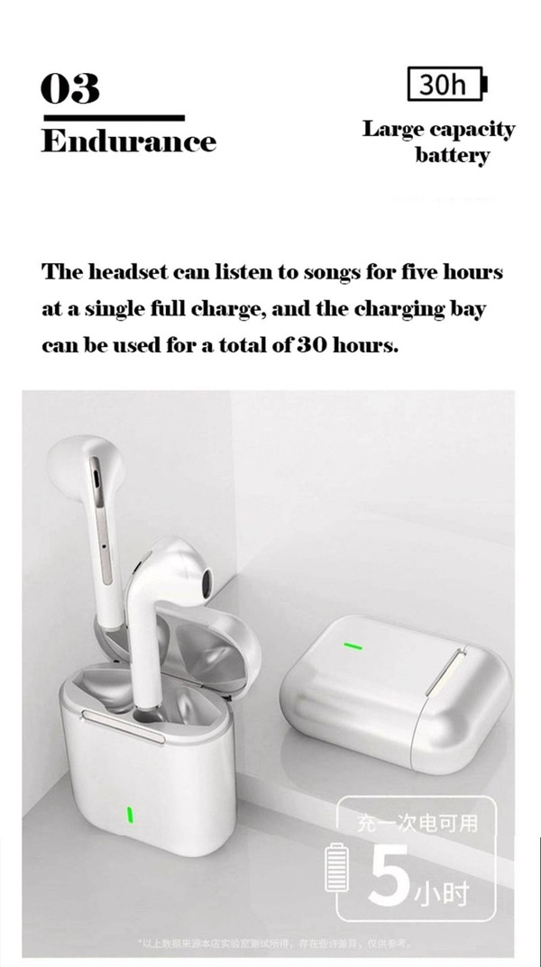 J18 Wireless Earbuds 20H Playtime Stereo Sound Earphones With Charging Case For Smart Phone Compute K484-PEL_0QCRU19B