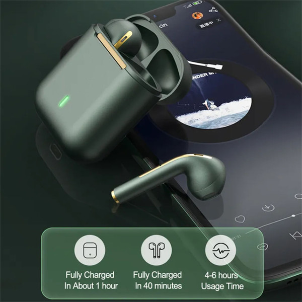 J18 Wireless Earbuds 20H Playtime Stereo Sound Earphones With Charging Case For Smart Phone Compute K484-PEL_0QCRU19B