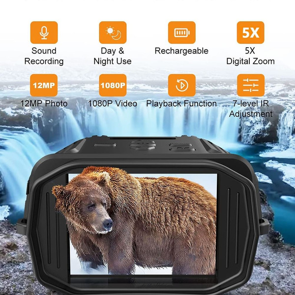 US Night Vision Goggles 2.4 inch Lcd Display Infrared Binoculars with 5x Digital Zoom 1080P Goggles K484-PEL_0Q9F2S43_US