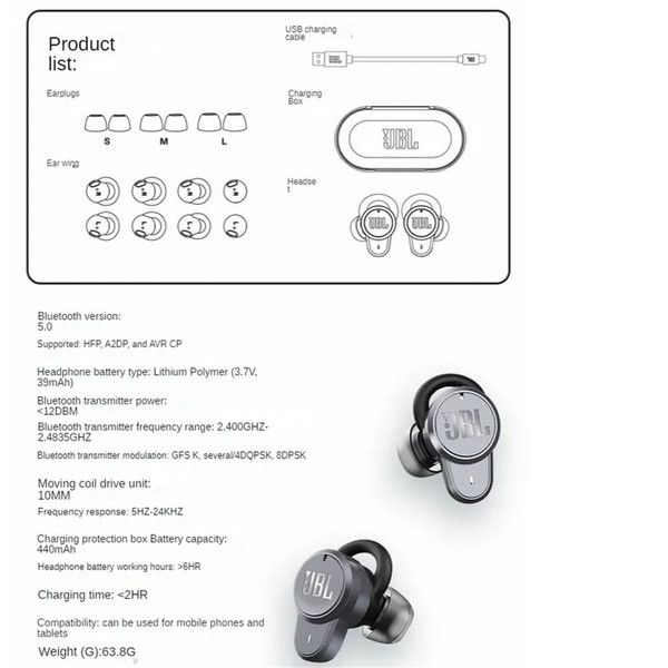 T280 TWS Pro Wireless Headphones Bluetooth In-ear Waterproof Sports Gaming Headset with Charging Ca K484-PEL_0LSRIS2P