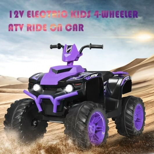 12V Kids Electric 4-Wheeler ATV Quad Ride On Car with LED Light-Purple - Color: Purple D681-TY327798ZS