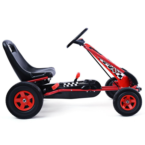 4 Wheels Kids Ride On Pedal Powered Bike Go Kart Racer Car Outdoor Play Toy-Red - Color: Red D681-TY283250RE