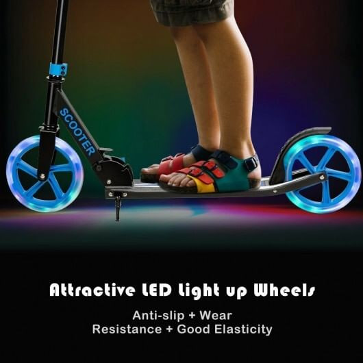 Portable Folding Sports Kick Scooter with LED Wheels-Blue - Color: Blue D681-SP0571BL