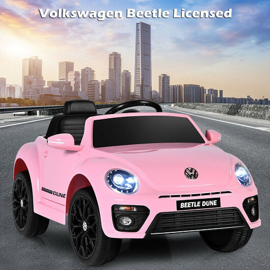 Volkswagen Beetle Kids Electric Ride On Car with Remote Control-Pink - Color: Pink D681-TQ10040PI