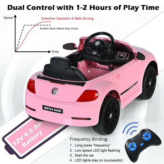 Volkswagen Beetle Kids Electric Ride On Car with Remote Control-Pink - Color: Pink D681-TQ10040PI