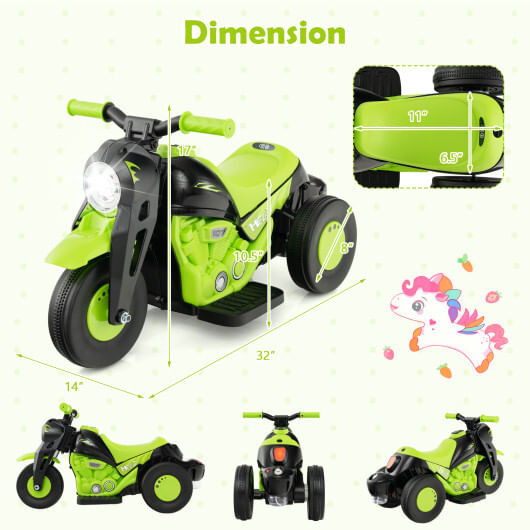 6V Kids Electric Ride on Motorcycle with Bubble Maker and Music-Green - Color: Green D681-TQ10165US-GN