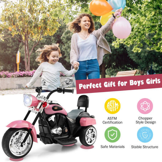 6V 3 Wheel Kids Motorcycle-Pink - Color: Pink D681-TY327686PI