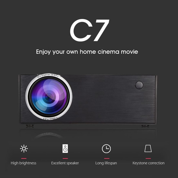 C7 2000 Lumens LED Video Projector Portable LCD Projector For Home Cinema AV USB HDMI VGA 3D LED Be K484-PEL_0D819TDT