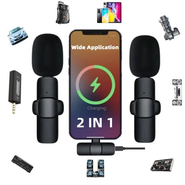 Color: Green - GAMINJA Wireless Lavalier Microphone Portable Audio Video Recording Mini Mic for iPh F640-12000034468636426