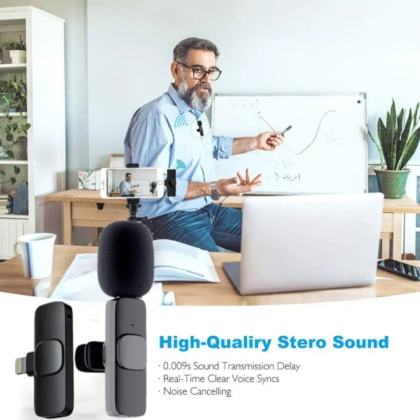 Color: Green - GAMINJA Wireless Lavalier Microphone Portable Audio Video Recording Mini Mic for iPh F640-12000034468636426