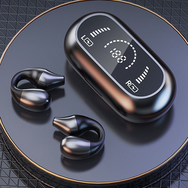 Wireless Bone Conduction Earphones Noise Canceling Earbuds With LED Power Display Charging Case Ult K484-FQZCO_FKQ3367E