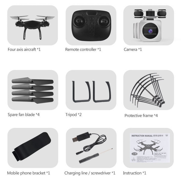 US Hj14w Wi-Fi Remote Control Aerial Photography Drone HD Camera 200w Pixel Uav Gift Toy Black K484-PTO_02I4PB7L_US