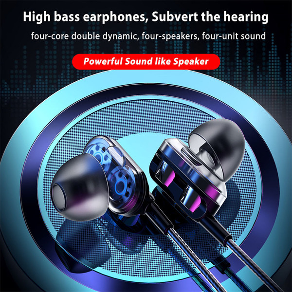 Dual Drivers Wired Headset Quad-core Dynamic Hi-fi Headphones with Mic Speaker for Huawei Xiaomi Wh K484-PEL_0M8YWNZ1