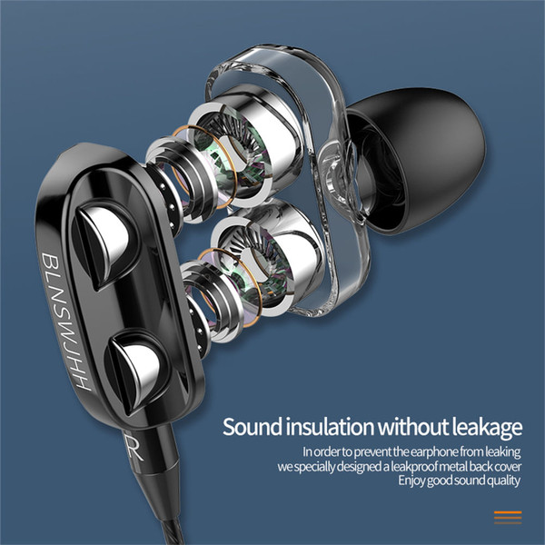 Dual Drivers Wired Headset Quad-core Dynamic Hi-fi Headphones with Mic Speaker for Huawei Xiaomi Wh K484-PEL_0M8YWNZ1