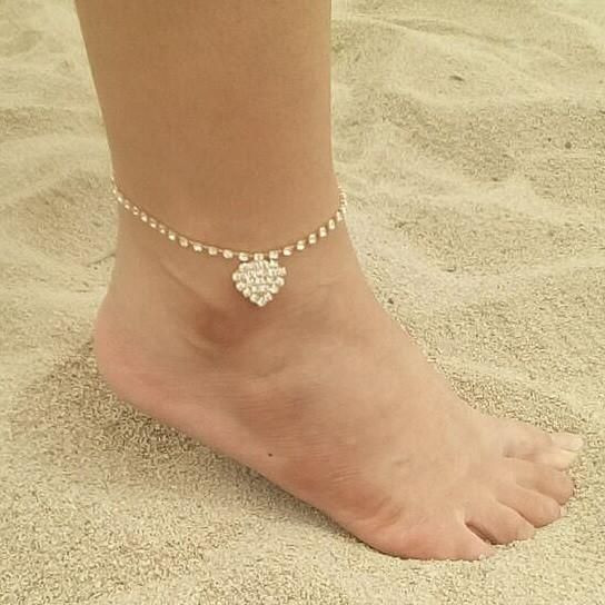 Glowing Heart Crystal Anklet F369-8521614736