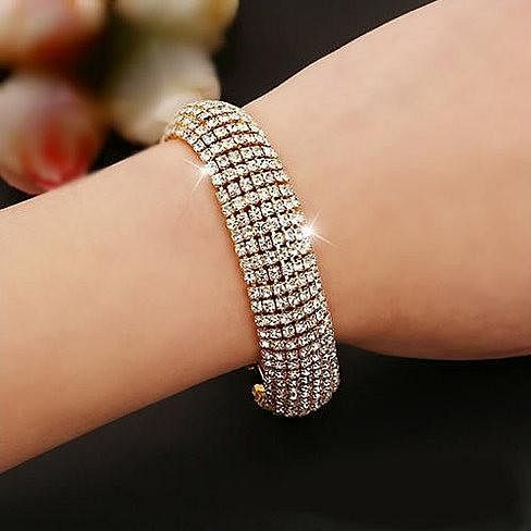 Glamour Girl Crystal Bangle Cuff Bracelet F369-448925992
