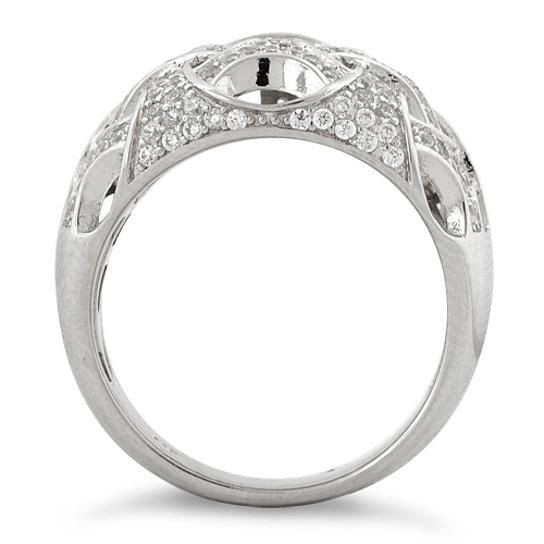 Commitment Ring Woven Style CZs On Platinum Plating F369-7783846032