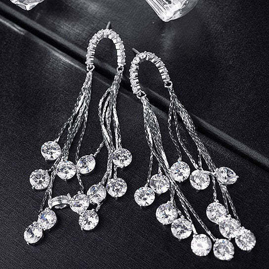 Raindrops Earrings Raining Diamond Crystals F369-610502869027