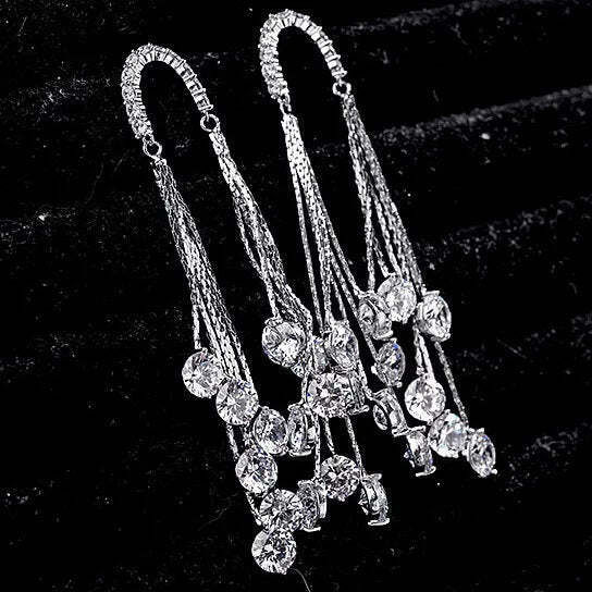 Raindrops Earrings Raining Diamond Crystals F369-610502869027