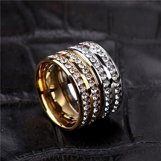 I Trust You Ring Double Row Channel Set CZ Stones In Titanium Steel F369-8347015632