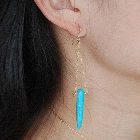 Tribal Spirit Turquoise Gold Plated Earrings F369-454327832