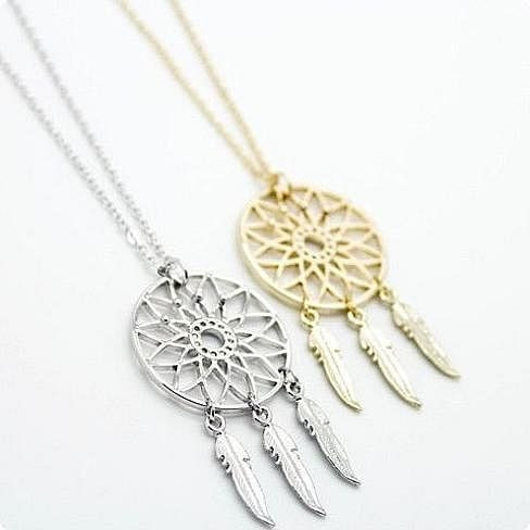 BELIEVE The Dream Catcher Necklaces In Yellow And White Gold Plating F369-5346217093