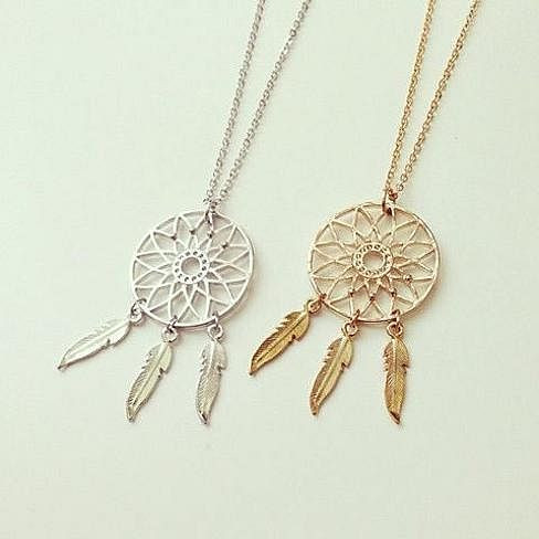 BELIEVE The Dream Catcher Necklaces In Yellow And White Gold Plating F369-5346217093