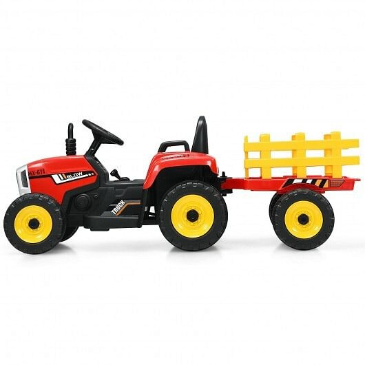 12V Ride on Tractor with 3-Gear-Shift Ground Loader for Kids 3+ Years Old-Red - Color: Red D681-TY327774US-RE