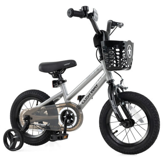 12 Inch Kids Bike Adjustable with Transparent Chain Cover for 3-4 Years Old - Color: Silver - Size: D681-TS10230SL-12