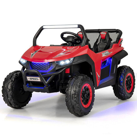 12V 2-Seater Kids Ride on UTV with Slow Start Function Music-Red - Color: Red D681-TQ10099US-RE