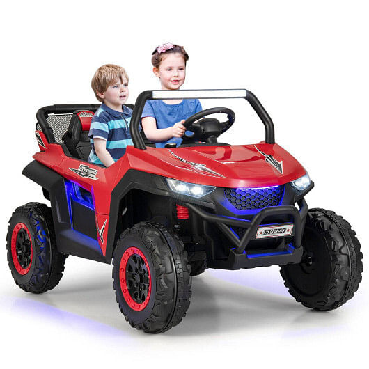 12V 2-Seater Kids Ride on UTV with Slow Start Function Music-Red - Color: Red D681-TQ10099US-RE