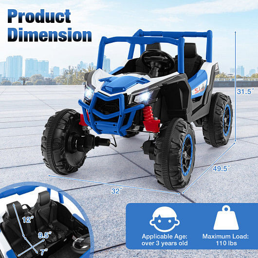 2-Seater Kids Ride on UTV with 2.4G Remote Control for over 3 Years Old Children-Navy - Color: Navy D681-TQ10237US-NY+