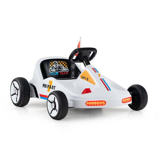 12V Electric Go Kart for Kids Race Toy with Remote Control and Music-White - Color: White D681-TQ10301US-WH