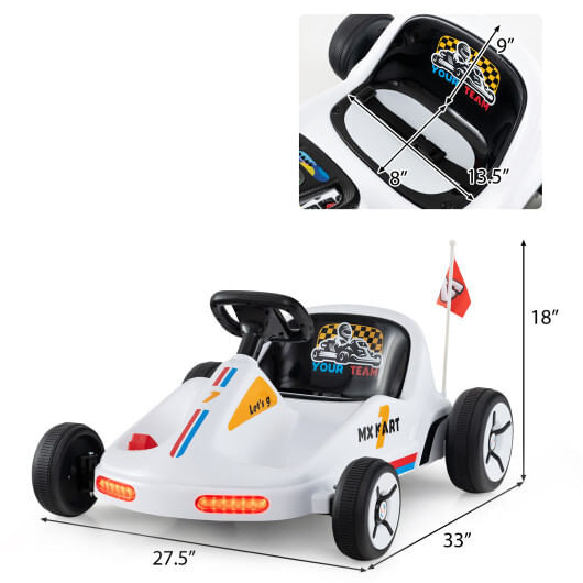 12V Electric Go Kart for Kids Race Toy with Remote Control and Music-White - Color: White D681-TQ10301US-WH
